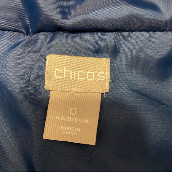 Chico’s Puffer Quilted Hooded Vest Size S Blue Full Zip Pockets Outdoor Fall - Picture 10 of 13